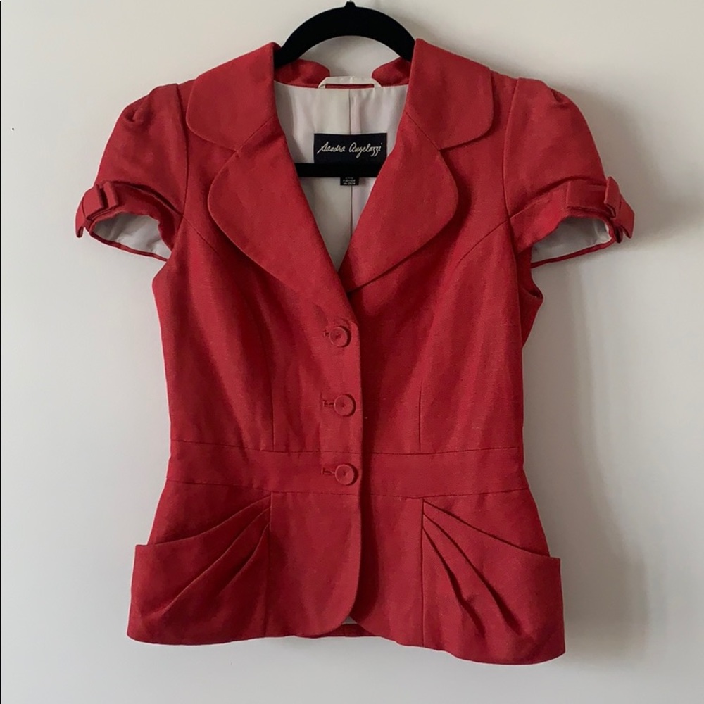 Sandra Angelozzi Puff Button Blazer Red Size 32
